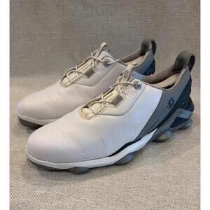 FootJoy Men's 9.5 M Tour Alpha Golf Shoes 55506 White Blue Spiked Waterproof OPS
